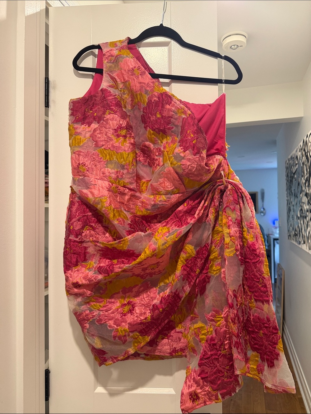 Showpo Pink and Yellow One-Shoulder Floral Cocktail Dress